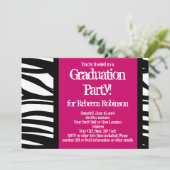 Hot Pink Zebra Graduation Party Invitation (Standing Front)