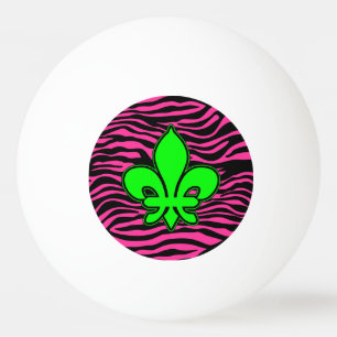 HOT PINK ZEBRA GREEN FLEUR DE LIS Ping-Pong BALL