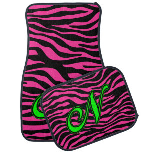 HOT PINK ZEBRA GREEN N CAR MAT