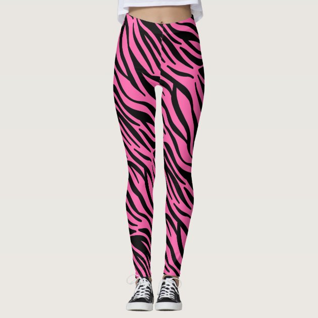 Pink 2024 zebra leggings