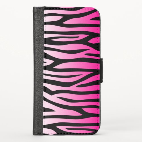 Hot Pink Zebra Pattern iPhone X Wallet Case