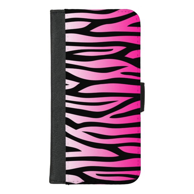 Hot Pink Zebra Pattern iPhone Wallet Case (Front)