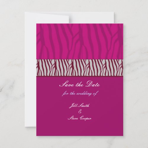 Hot Pink Zebra Pattern Save The Date