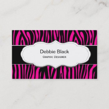 Hot Pink Zebra Print Business Cards by inspirationzstore at Zazzle