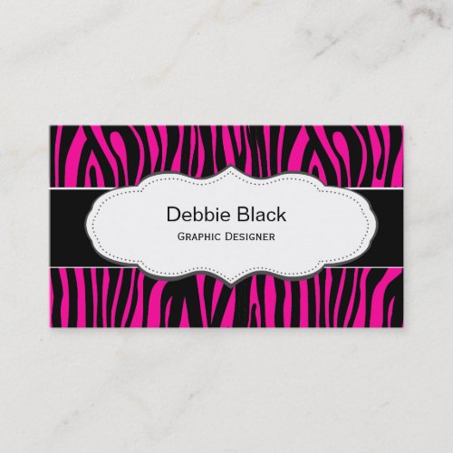 Hot Pink Zebra print business cards