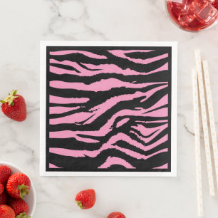 Hot Pink Zebra Print Dinner Napkins