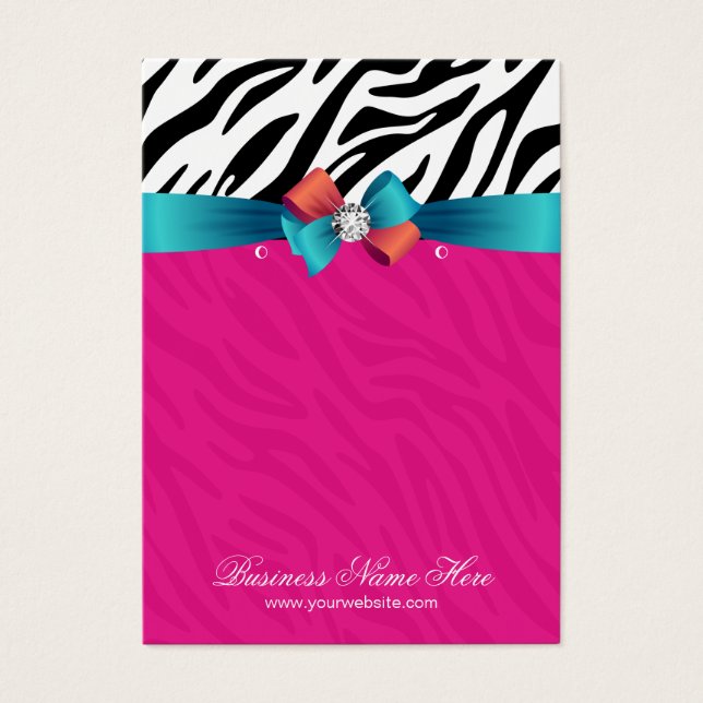 Hot Pink Zebra Print Earring Display Cards (Front)