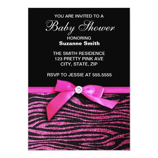 Invitations For Babyshiwer With Zebra Print 1