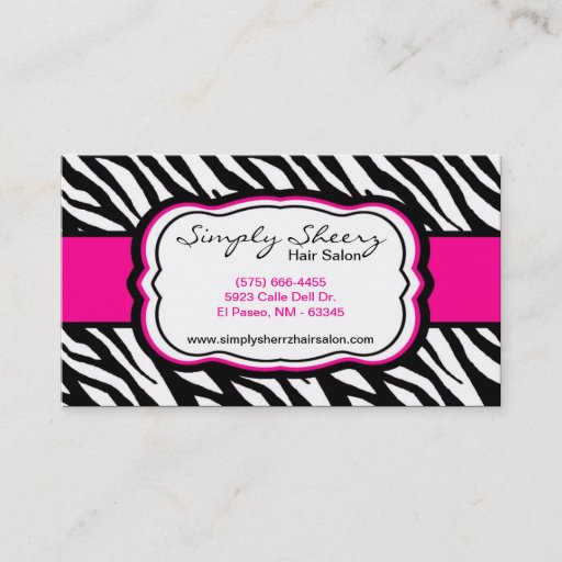 Customizable Hot Pink Zebra Print Hair Salon Business Card