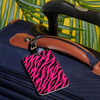 Hot Pink Zebra Print Luggage Tag