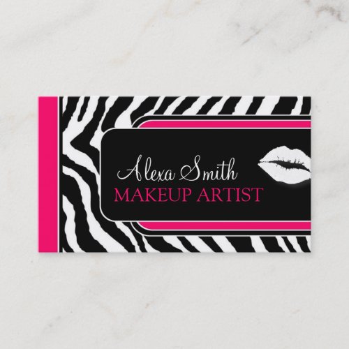 Hot Pink Zebra Print Salon Business Cards