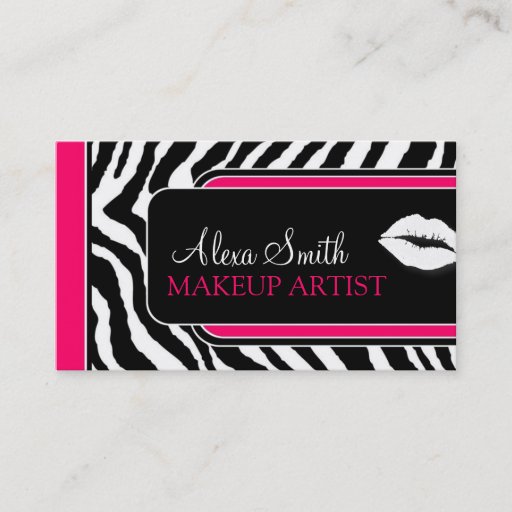 Customizable Hot Pink Zebra Print Salon Business Cards