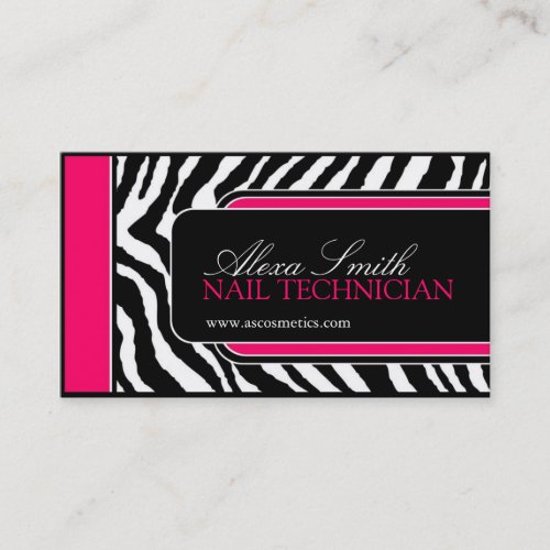 Hot Pink Zebra Print Salon Business Cards