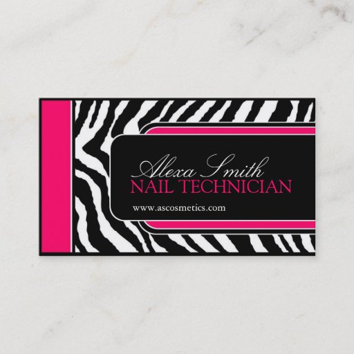 Customizable Hot Pink Zebra Print Salon Business Cards
