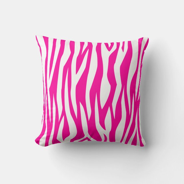 Hot Pink Zebra Print Throw Pillow (Front)
