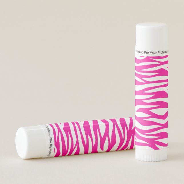 Hot Pink Zebra Print with monogram Lip Balm (Front)