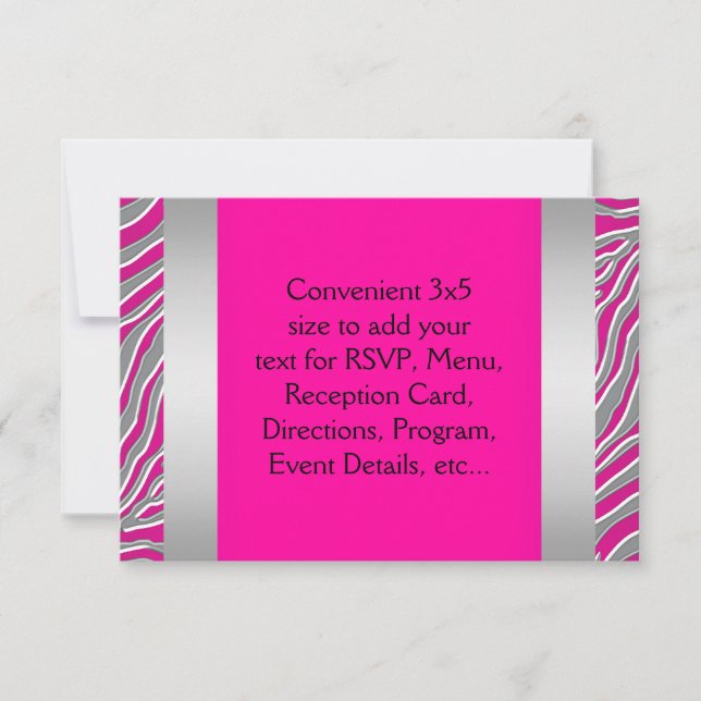 Hot Pink Zebra RSVP (Front)