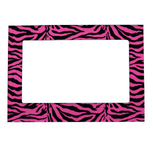Hot Pink  Zebra Skin Texture Background Magnetic Frame