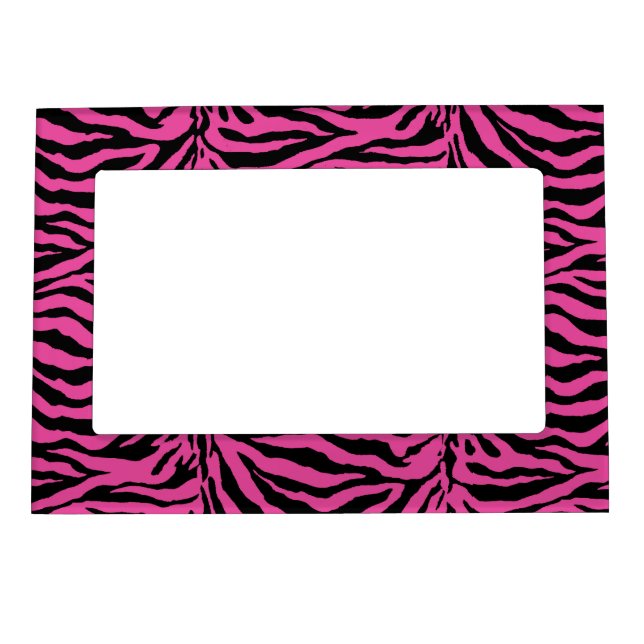 Hot Pink  Zebra Skin Texture Background Magnetic Frame (Front)