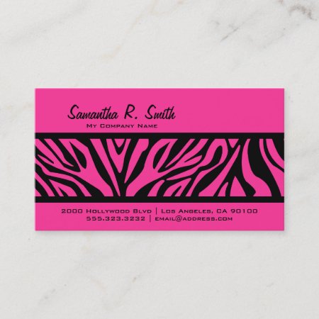 Hot Pink & Zebra Stripe Business Card