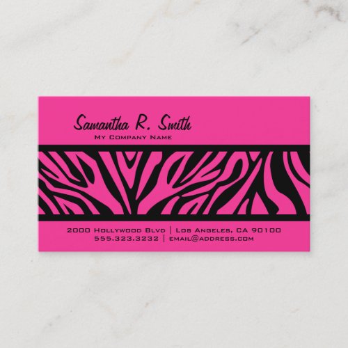 Hot Pink &amp; Zebra Stripe Business Card