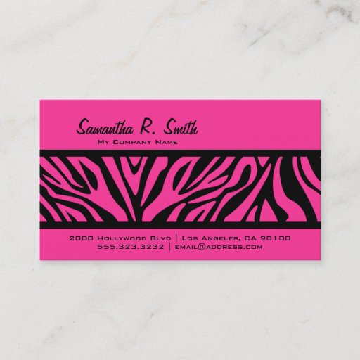 Customizable Hot Pink &amp; Zebra Stripe Business Card