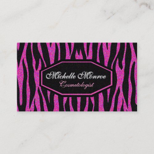Hot Pink Zebra Stripe Business Card