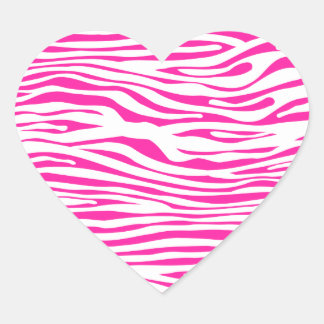 Hot Pink Zebra stripe pattern animal print Heart Sticker