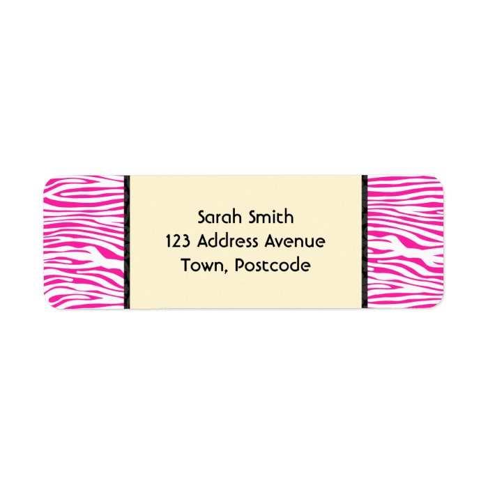 Hot Pink Zebra stripe pattern animal print Custom Return Address Labels