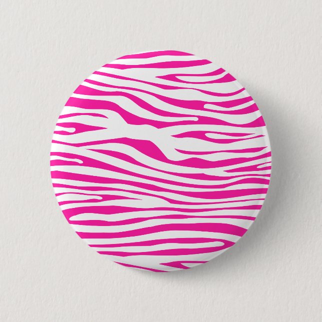 Hot Pink Zebra stripe pattern animal print Pinback Button (Front)