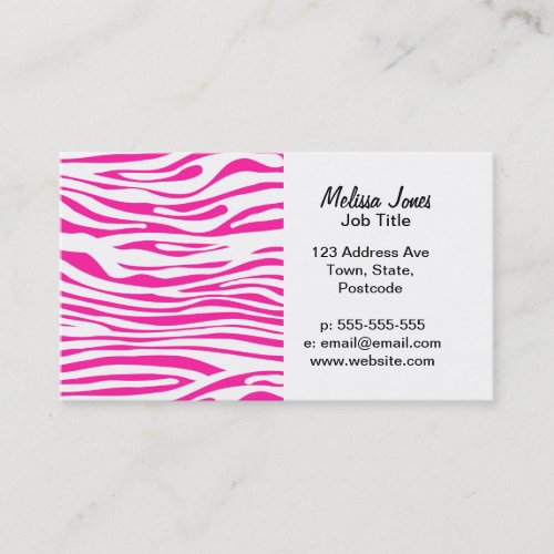 Hot pink Zebra stripe pattern Business Card Template