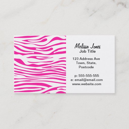 Customizable Hot pink Zebra stripe pattern Business Card Template