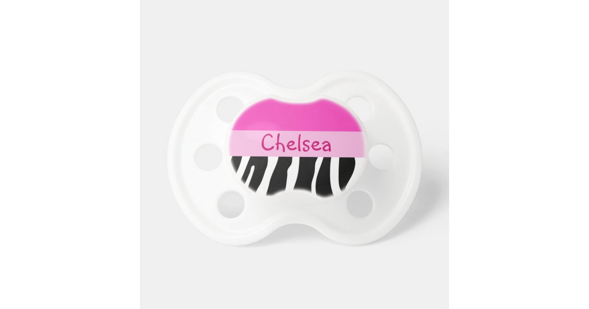 Hot Pink Zebra Stripe Print Baby Pacifier | Zazzle