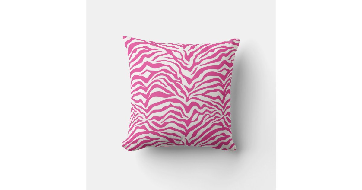 Hot Pink Zebra Stripe Throw Pillow Zazzle