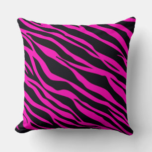 Hot Pink Zebra Striped Throw Pillow