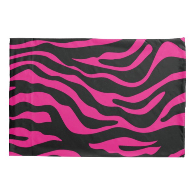 Hot Pink Zebra Stripes Animal Print Pillow Case (Back)