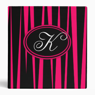 Hot PInk Zebra Stripes Monogrammed Binder