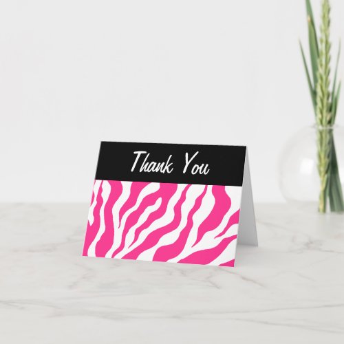 Hot Pink Zebra Thank You Card