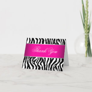Hot Pink Zebra Thank You Cards