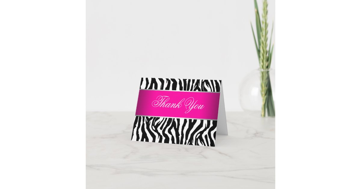 Hot Pink Zebra Thank You Cards Zazzle
