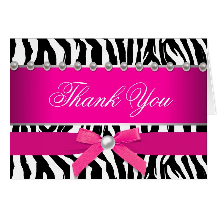 Hot Pink Zebra Thank You Cards