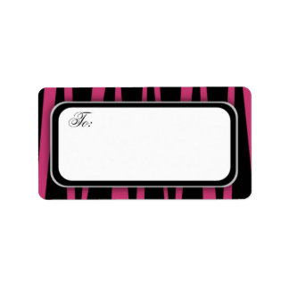 Hot Pink Zebtra Stripes Address Labels