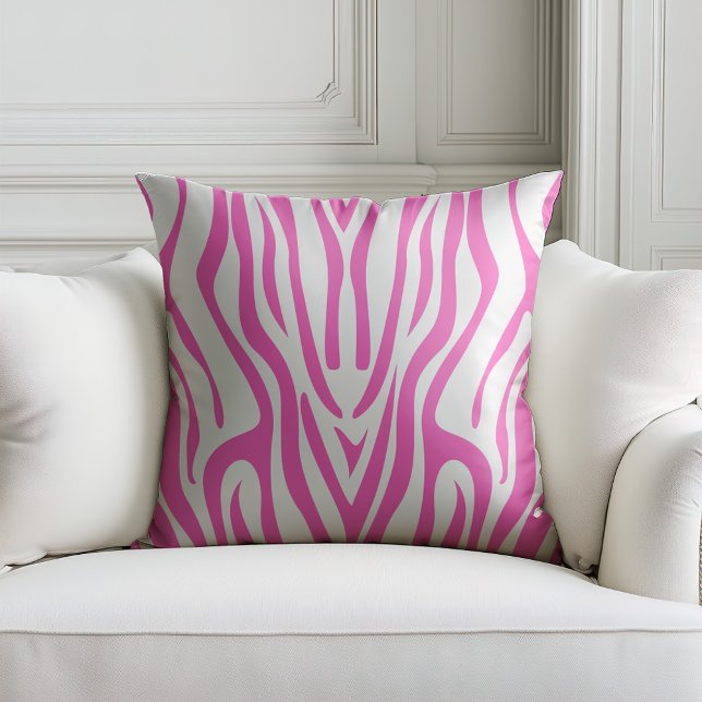 Hot pink zerba print throw pillow (Creator Uploaded)