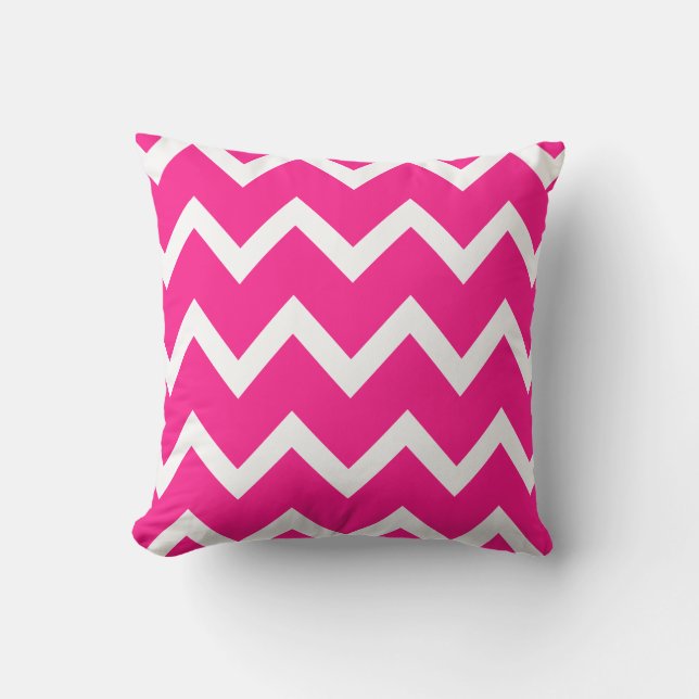 Hot Pink Zigzag Chevron Pattern Outdoor Pillows (Front)