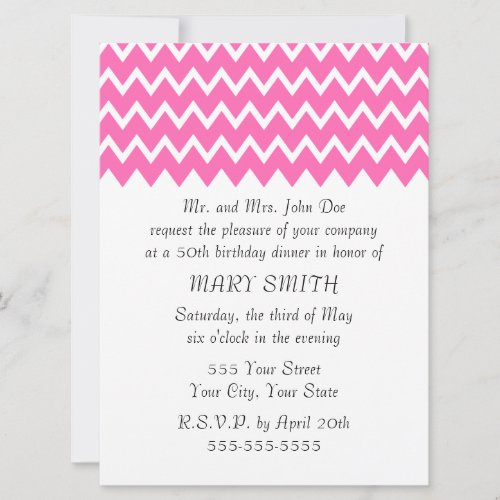 Hot Pink Zigzag Pattern Personalized Invites