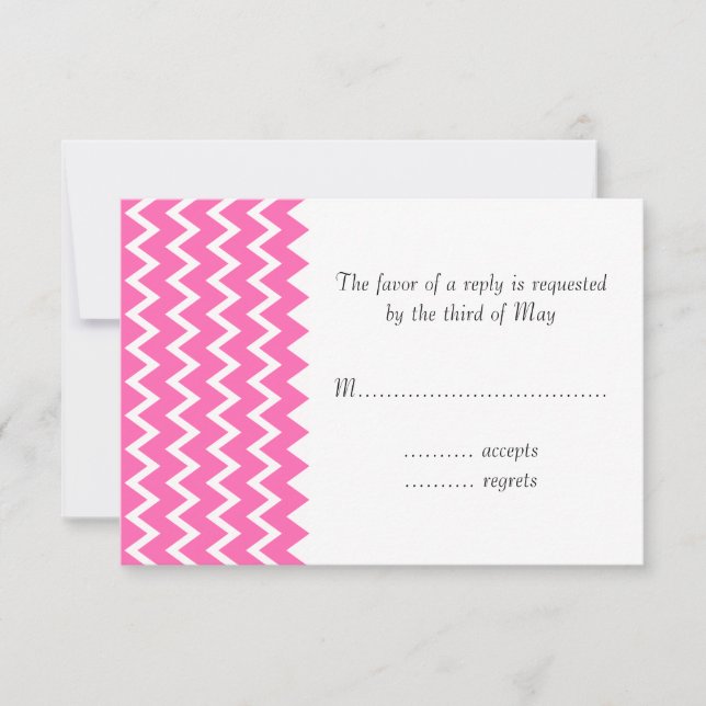 Hot Pink Zigzag Pattern RSVP Card (Front)