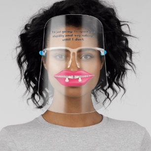 Hot Pink Zippered Lips - CUSTOMIZABLE TEXT Face Shield