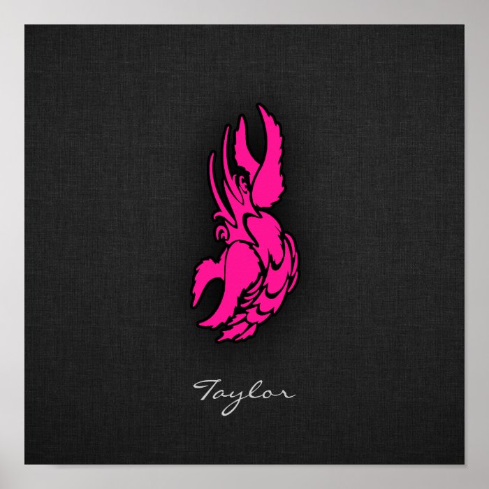 Hot Pink Zodiac Cancer Sign Print