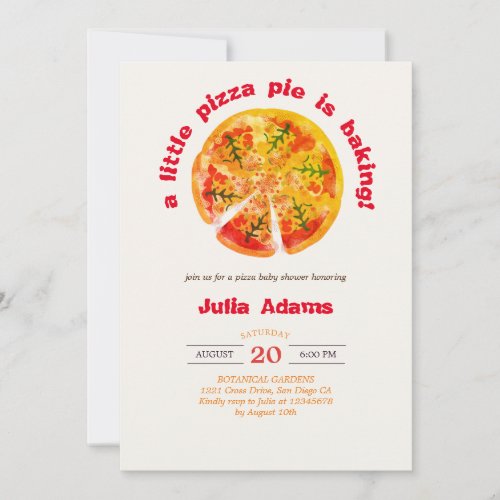 Hot Pizza Apple pie barbeque cheesy Baby Shower In Invitation