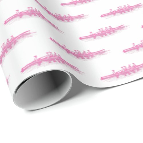Hot Pnk White Women Rowing Rowers Crew Team Sports Wrapping Paper